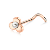 Flowery Pearl Silver Curved Nose Stud NSKB-201p